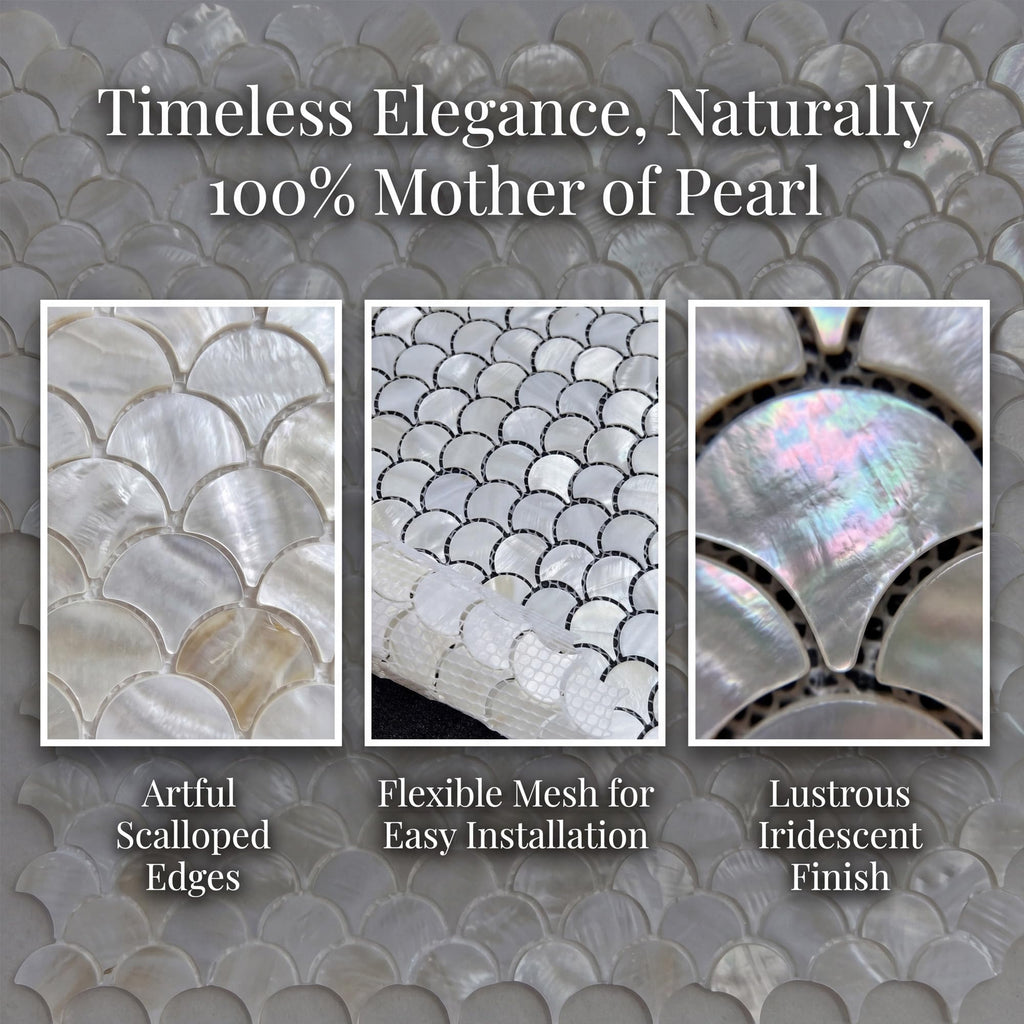 White Fish Scale Mother of Pearl Backsplash Tile 12x12 Inch 10 Sheets