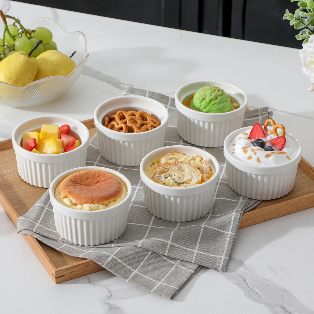 8 oz Oven Safe, Porcelain, Set of 6, White