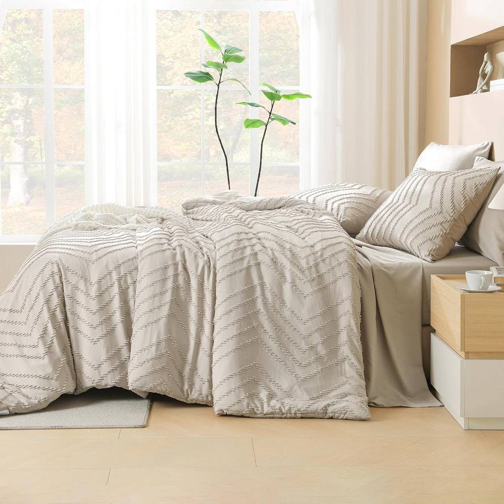 Litanika King Comforter Set with Sheets Beige