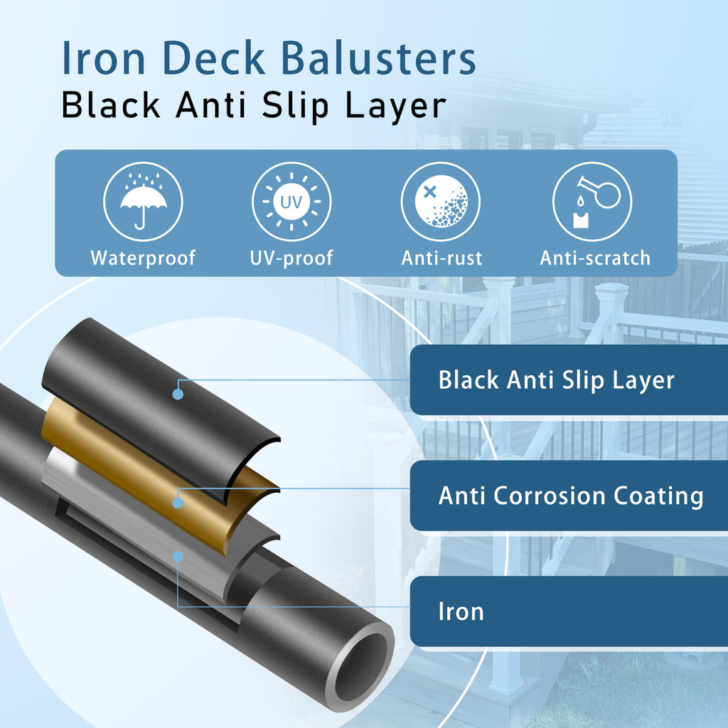 Iron Stair Balusters 5/8" Round 44" Long - 30Pack Hollow Plain Spindles