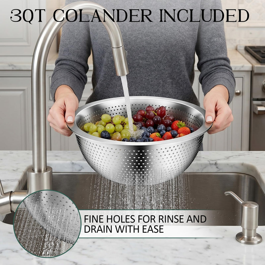 Mixing Bowls with Lids Set, Stainless Steel Mixing Bowl with Colander