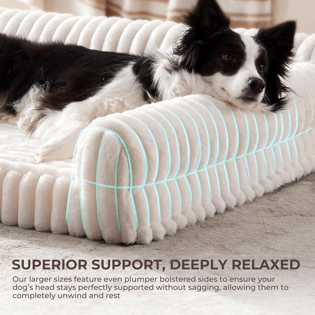 Orthopedic Dog Bed Large 35x25x9.5" Washable Cover Cream
