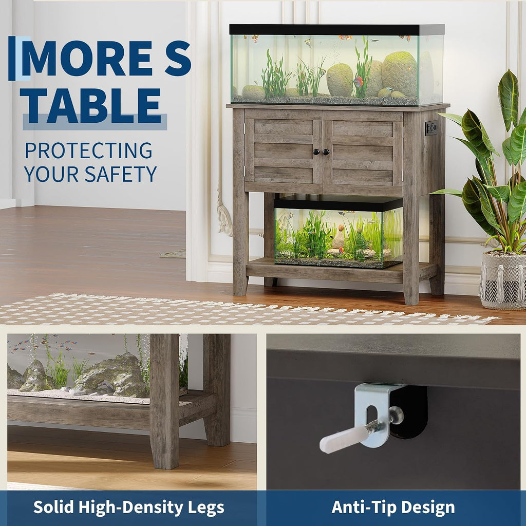 Aquarium Stand for 20-29 Gallon Fish Tank - 660 Lb Capacity, Retro Grey