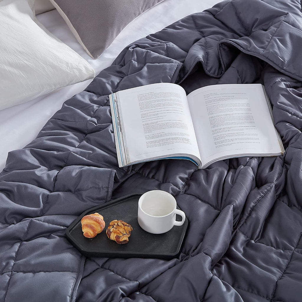 Reversible Cooling Weighted Blanket 20 lbs Queen 60x80 inches Pressue Relief Blanket for Adults with Premium Glass