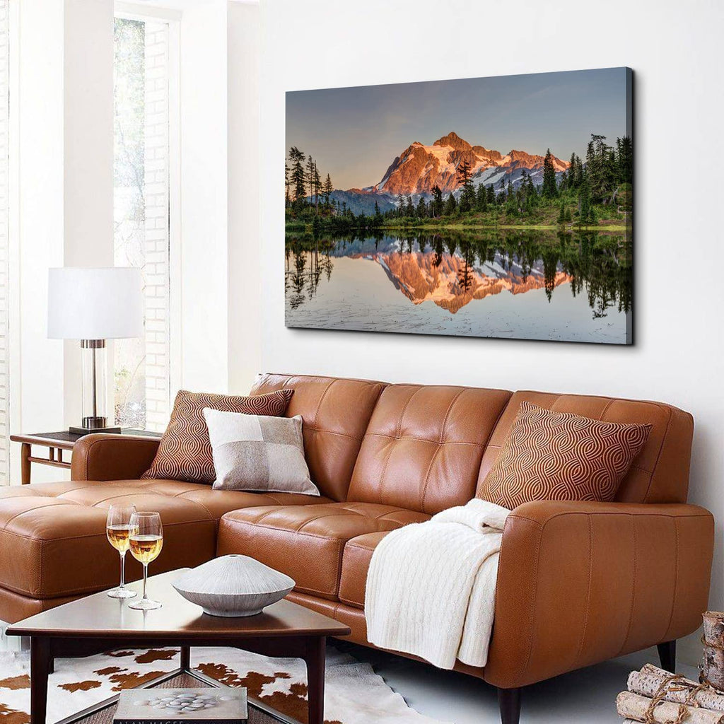 Nature Mountain Scenery Canvas Wall Art Home Decorations Mount Baker Washington Landscape Picture Wall Decor Sunset