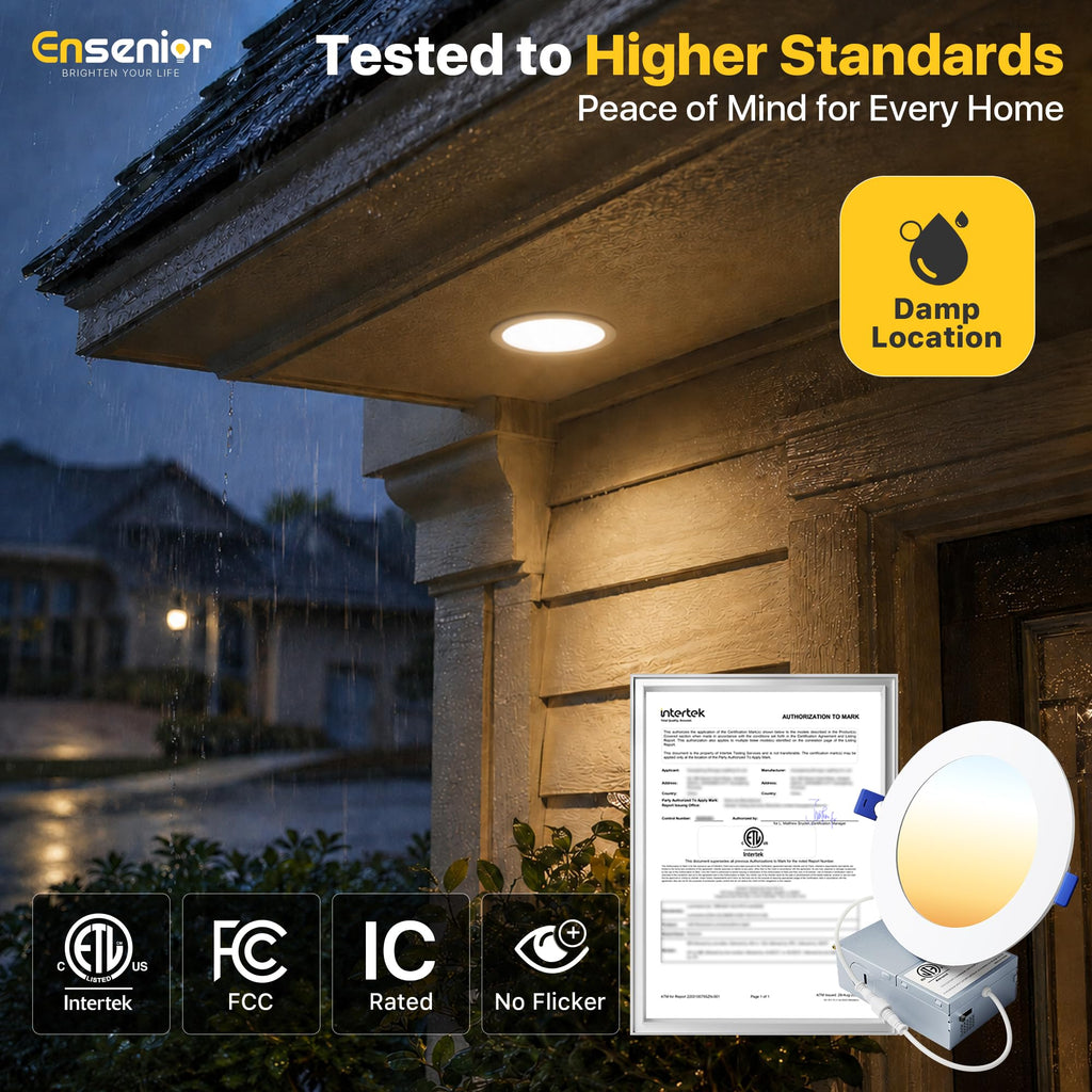 12 Pack 5 Inch LED Recessed Ceiling Light, 5CCT, 1100LM 12W 120V
