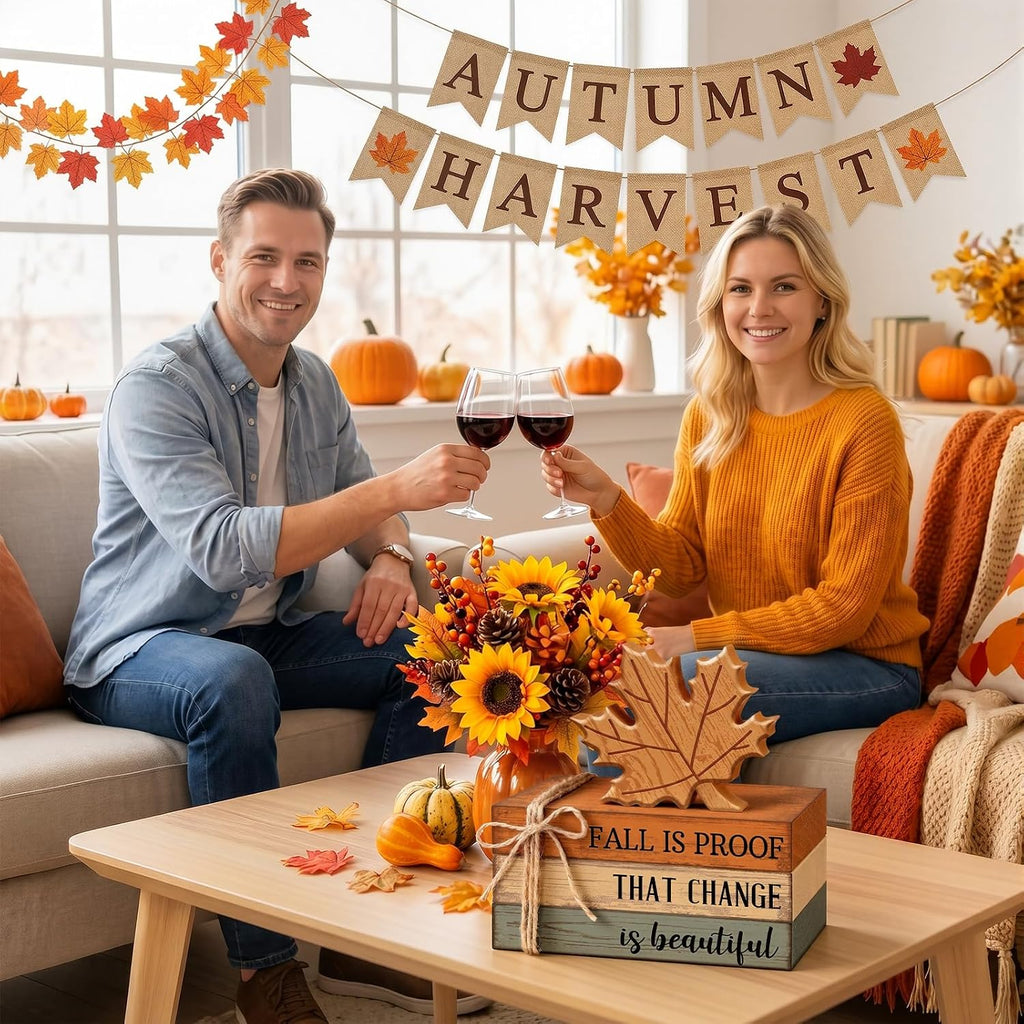 Fall Decoration Wooden Maple Leaf Decor - Set of 4