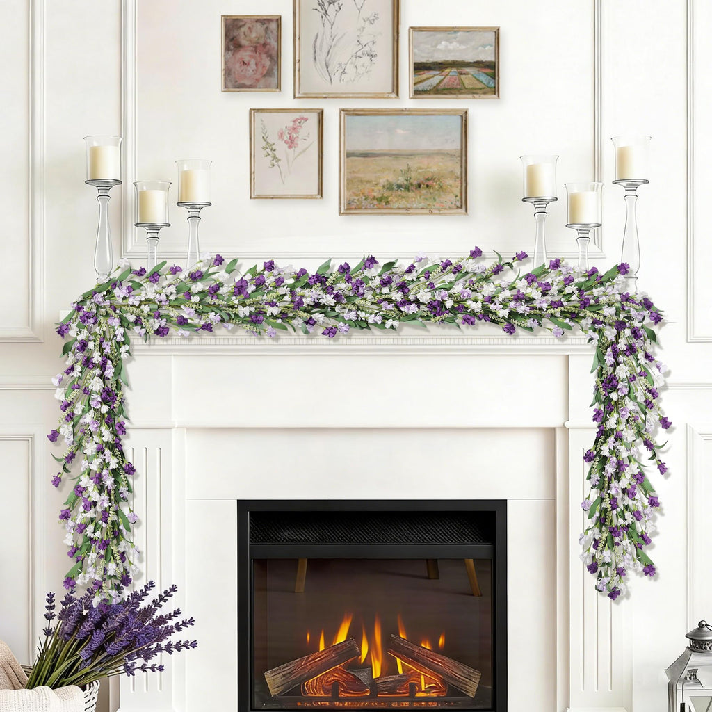6ft Spring Summer Flower Garland, Artificial Floral Vine for Wall Backdrop Mantle Fireplace Stair Table Wedding Arch