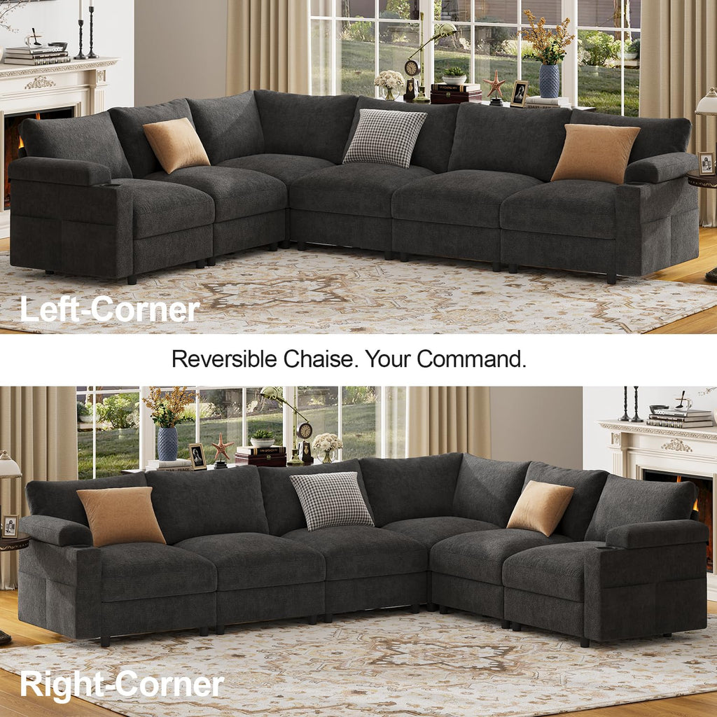Moudular Sectional Couches, Chenille Fabric U Shaped Cloud Sofa