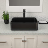 Black Vessel Sink Rectangle, Dcolora 19"x15" Matte Black Bathroom Vessel Sink Rectangular Above Counter Ceramic