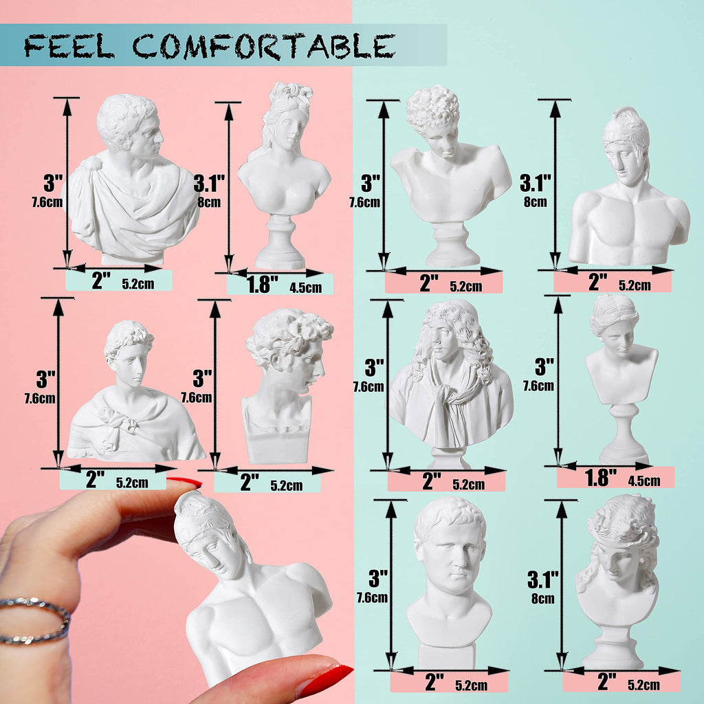 Greek Bust Statue Set of 10 PCS Mini Bust Sculptures Renaissance Figurine Small Goddess Mythology Statue for