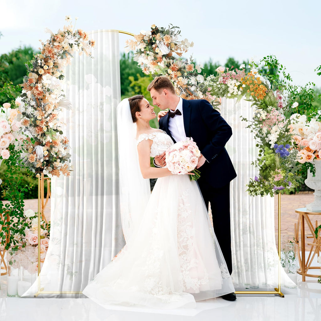 Metal, 7.2FT+6FT Wedding Arch Frame, Gold Wedding Set of 2, Balloon Arch Backdrop for Wedding Birthday Party Baby