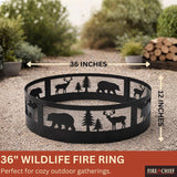 Fire Chief 36 Inch Fire Pit Ring – Heavy Duty Wood Burning Fire Ring Insert with Decorative Wildlife Design – Outdoor Steel Campfire Bonfire Pit - Image 8