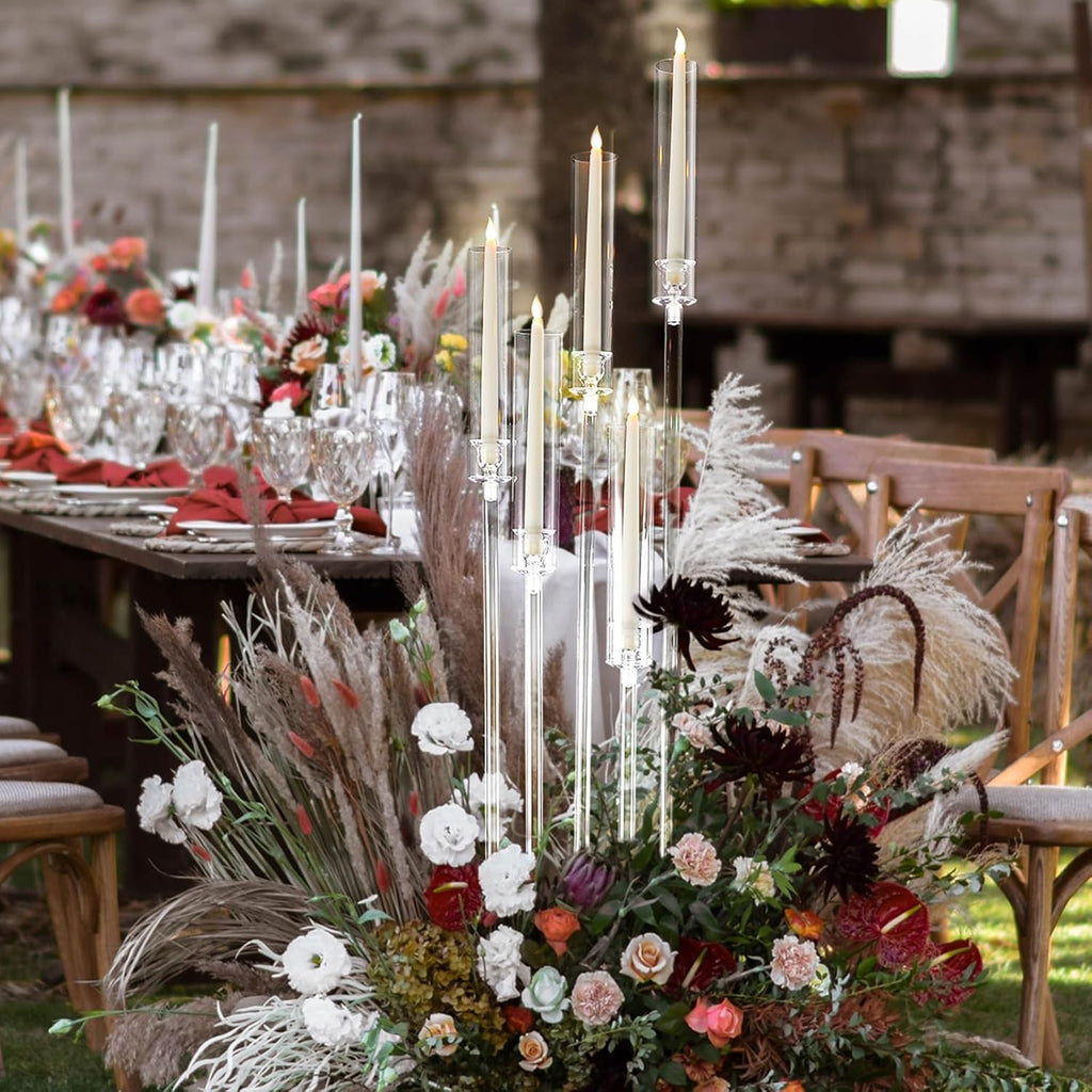 4 Set 5 Arms Acrylic Candelabra Centerpieces 46.4'' Tall Clear Candle Holders Wedding Table Centerpiece Floor Candle