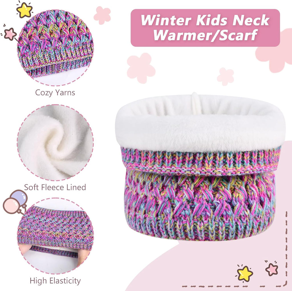 Kids Winter Hat Gloves Scarf Set,Toddler Girls Beanie Hats with Pom