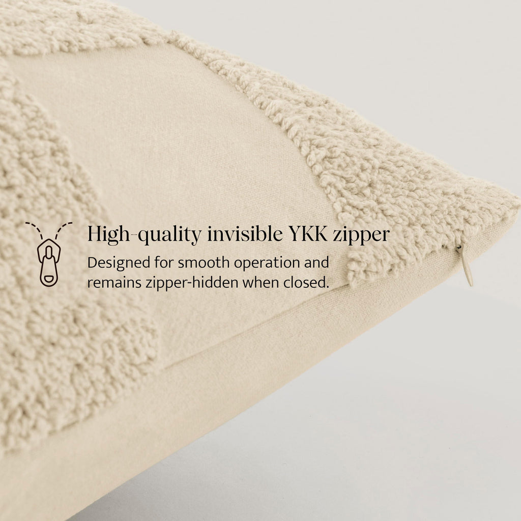 Stitch 100% Cotton Tufted Boho Checkered Throw Pillow Covers, Beige