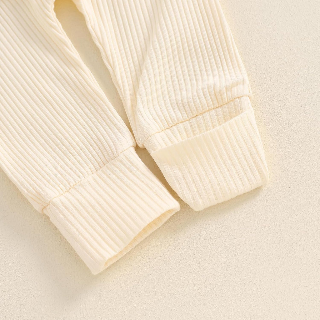 Newborn Baby Girl Clothes Ribbed Wrap Front Long Sleeve Tops and Pants Set 2Pcs Basic Fall Winter Outfit