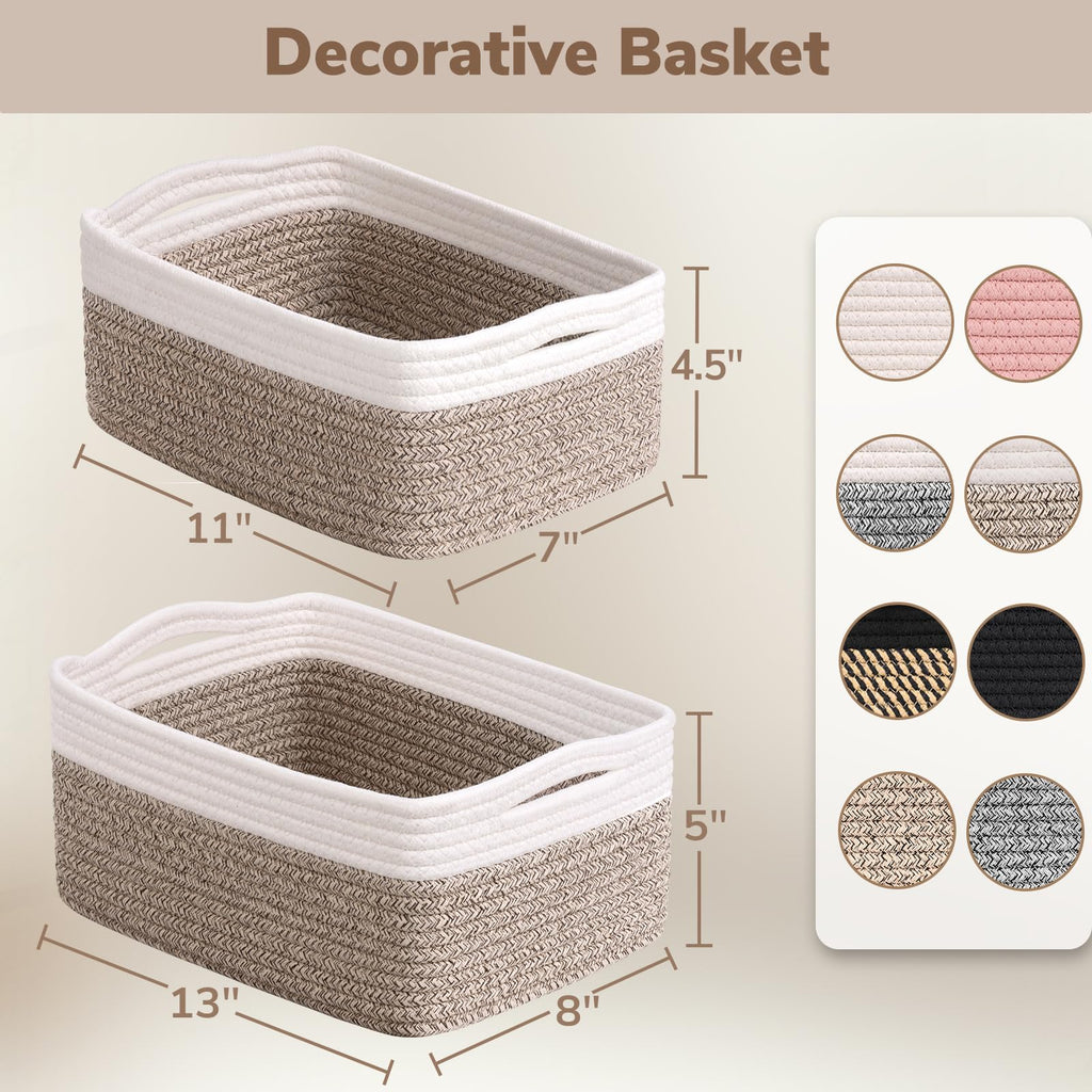 3-Pack Woven Storage Baskets for Organizing, 13 x 8 x 5 in