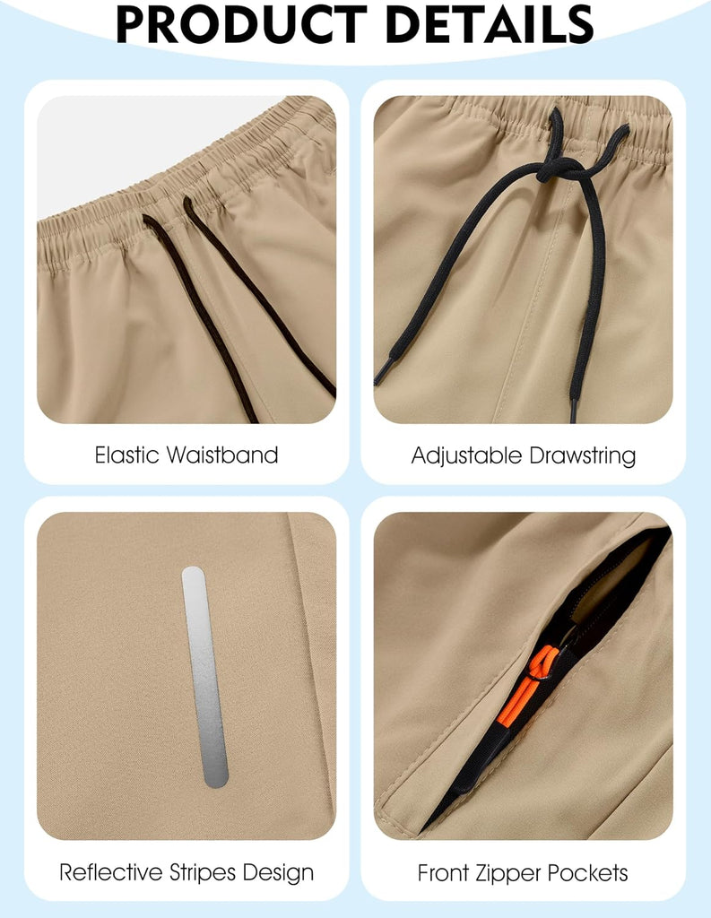 3 Pack Boys Athletic Running Shorts with Zipper Pockets Quick Dry Lightweight Hiking Cargo Shorts for Gym Outdoors