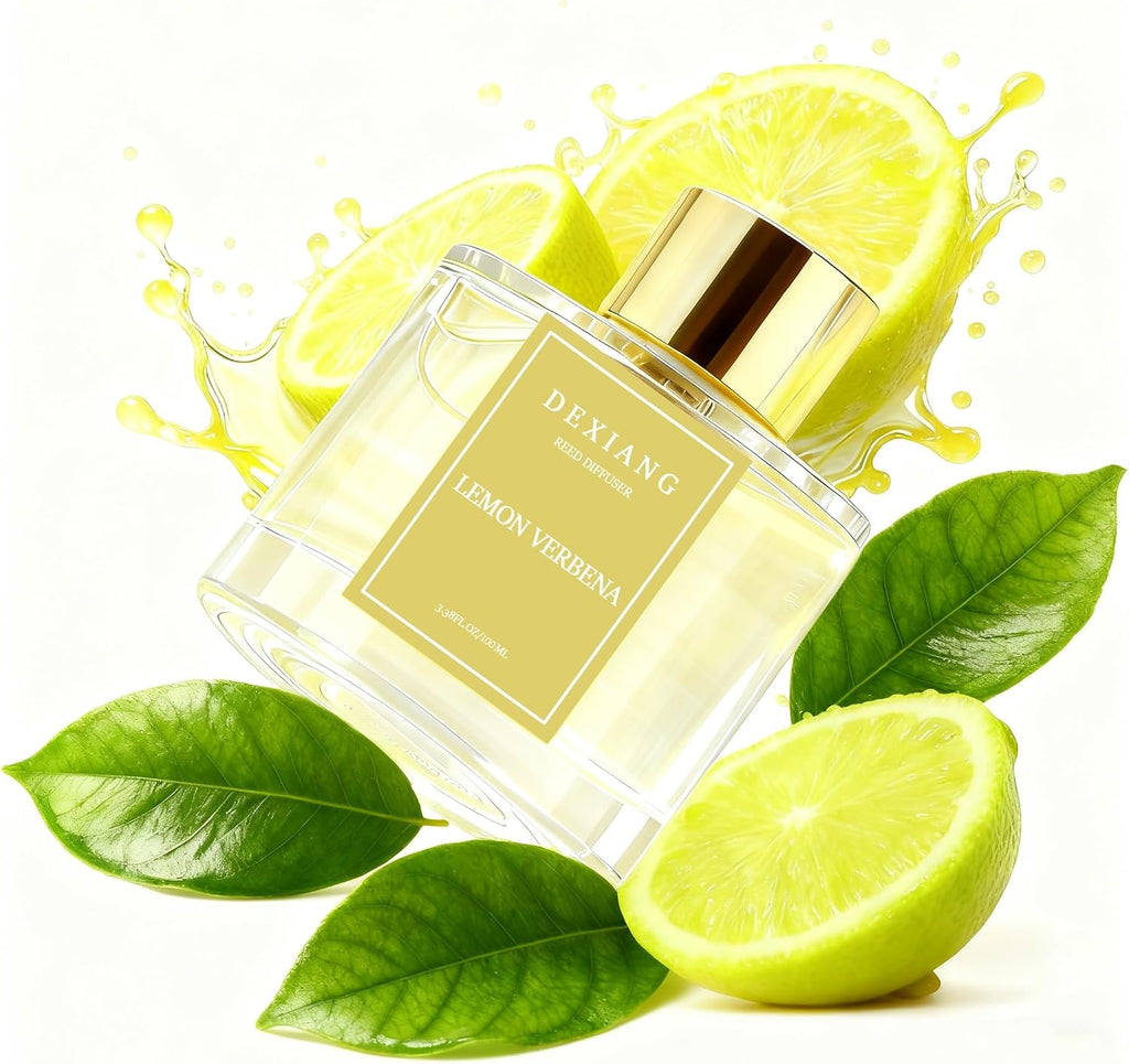 Reed Diffuser Set,3.38 fl oz (100 ml) - Lemon Verbena Oil Diffusers with 6 Reed Sticks Shelf Decor - Set of 338