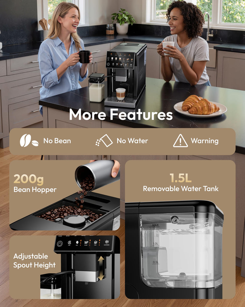 Automatic Espresso Machine with Built-in Grinder and Milk Frother