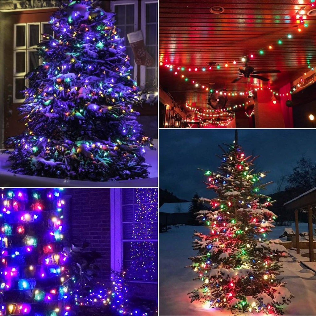 Multicolor C7 LED Christmas String Lights Outdoor, 50FT 52 0.6W Bulbs