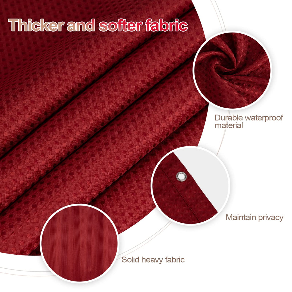 Shower Curtain, Waterproof Waffle Fabric Shower Curtain, 72 * 72 Inch Shower Size, with 12 Hooks, Weighted Long Hem