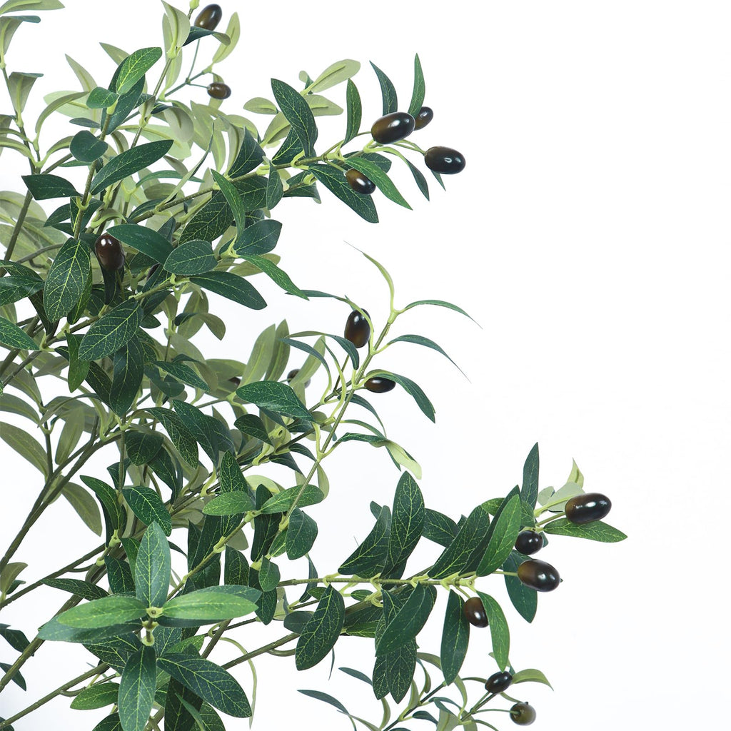 Artificial Olive Tree, 4.9 FT Faux Olive Plant with Black Planter, Large Potted Faux Silk Tree, Realistic Plastic