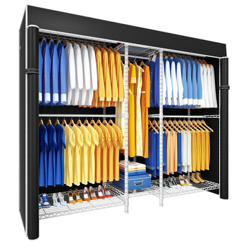 E12C Pro Heavy Duty Closet Organizer System, Freestanding Clothing Racks for Hanging Clothes, Adjustable Garment Rack