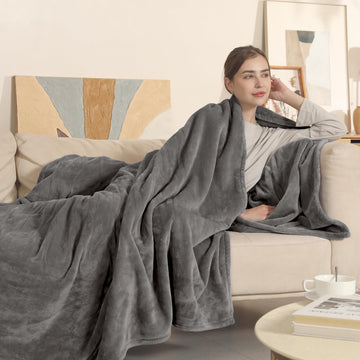 Electric Blanket Heated Blanket, Super Soft Cozy Upgraded Flannel Heating Blanket with 6 Heating Levels &