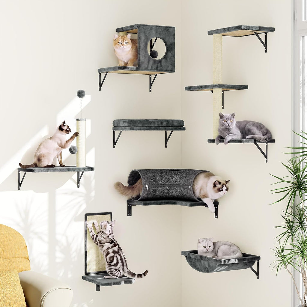 8-in-1 Cat Wall Shelves, Cat Wall Furniture Set