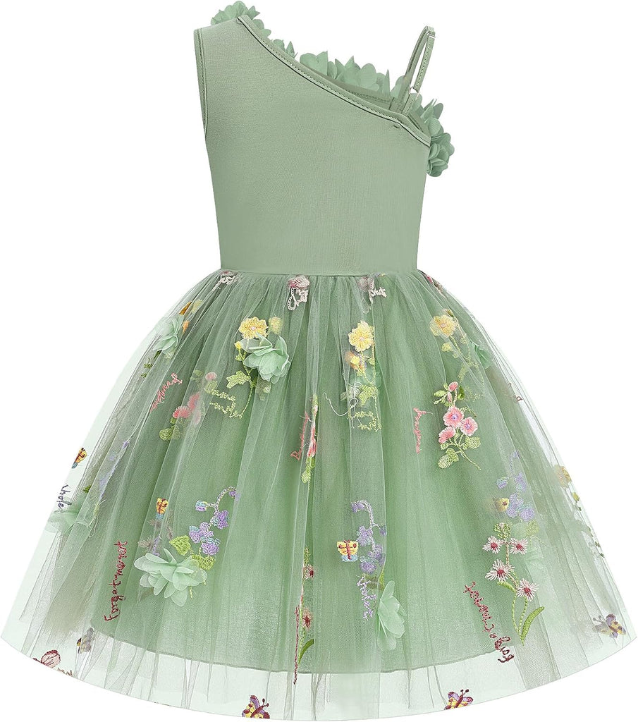 Toddler Flower Girl Dress Tulle Embroidery Fairy Birthday Dress 2