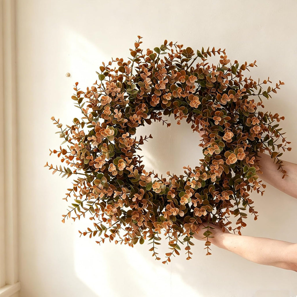 Large Artificial Fall Wreath Eucalyptus Leaves for Front Door Outdoor Decor