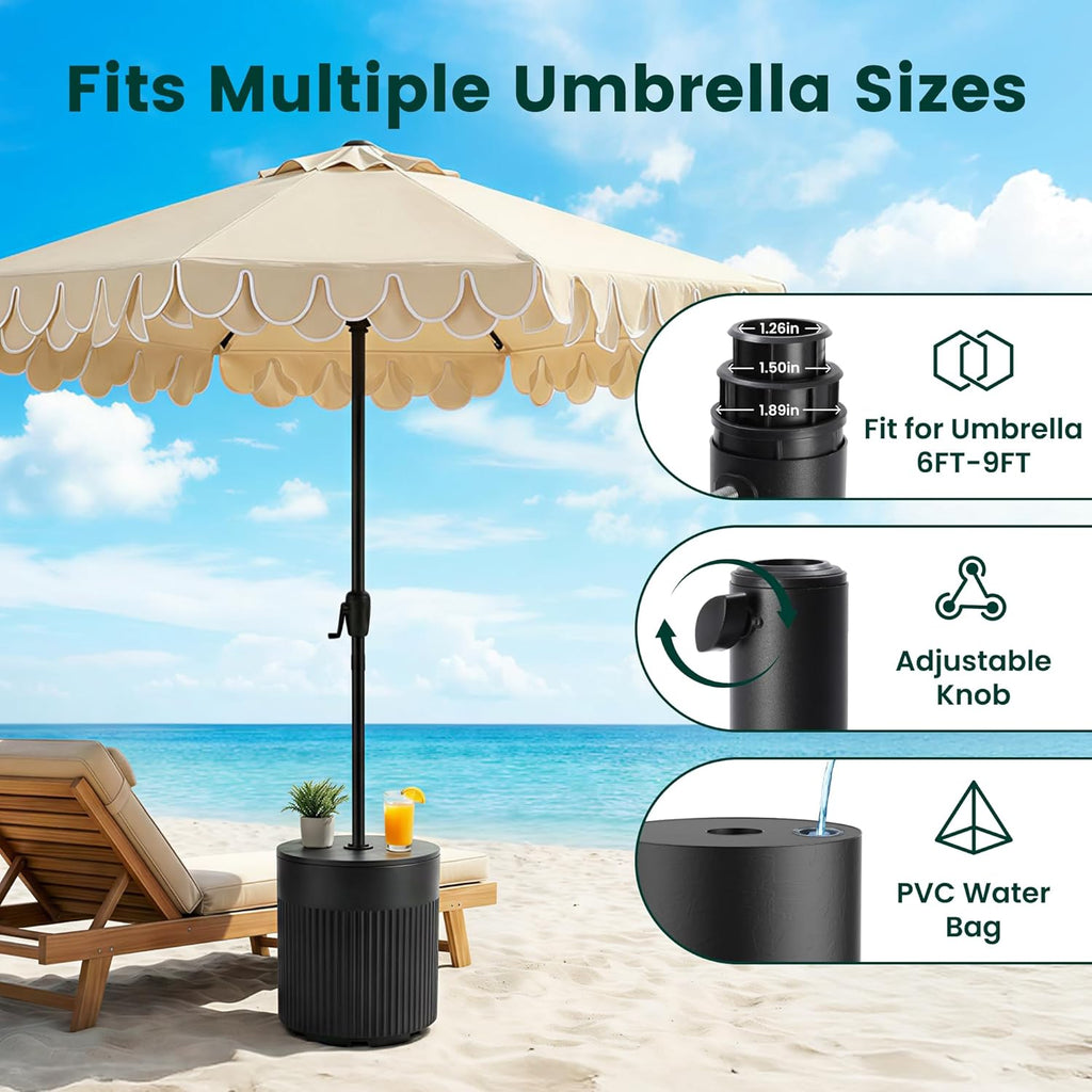 90lb Patio Umbrella Base, Outdoor Umbrella Base Water Filled Stand, 3-in-1 Umbrella Base Table with Hole