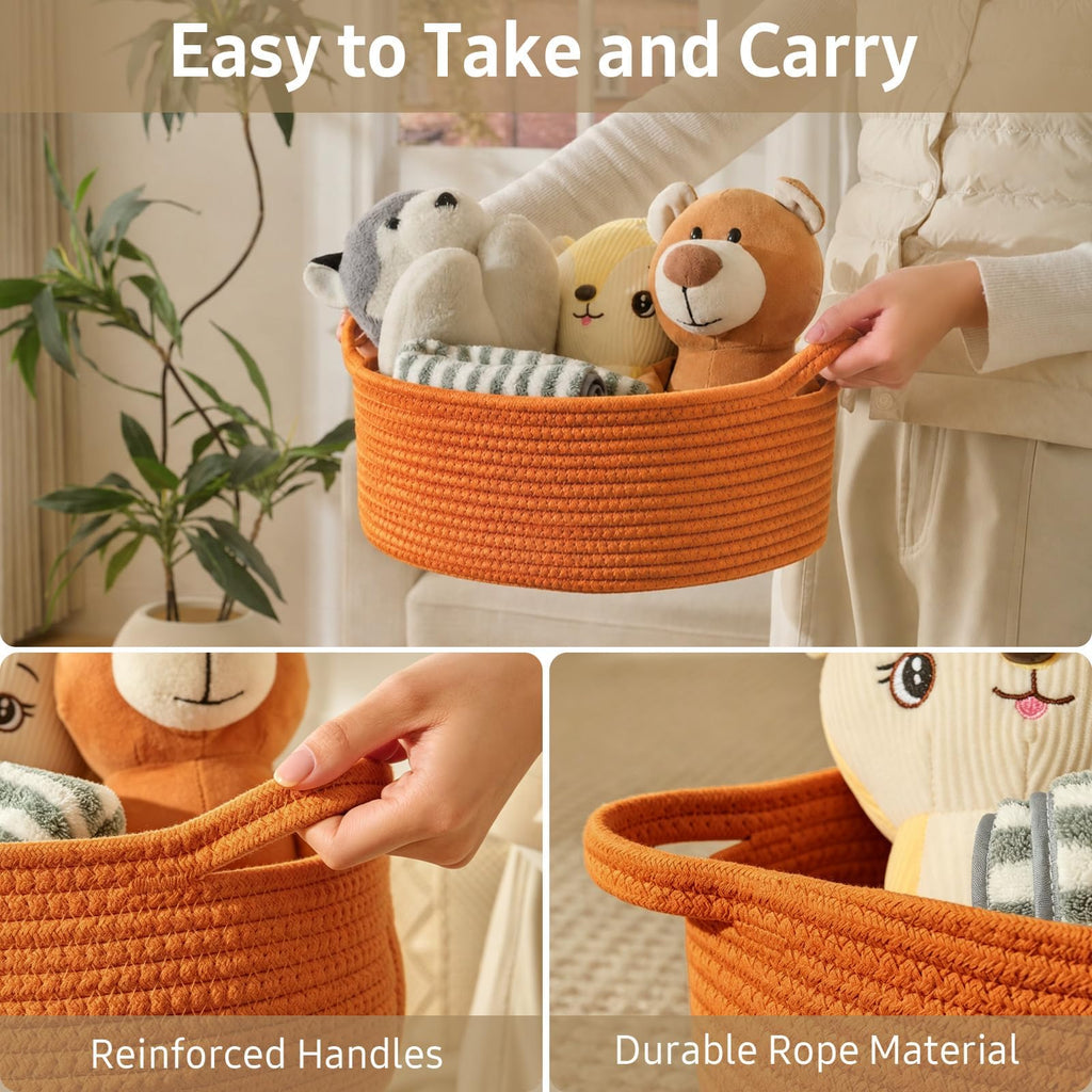 Medium Woven Rope Basket, Gift Empty Basket with Bag & Ribbon