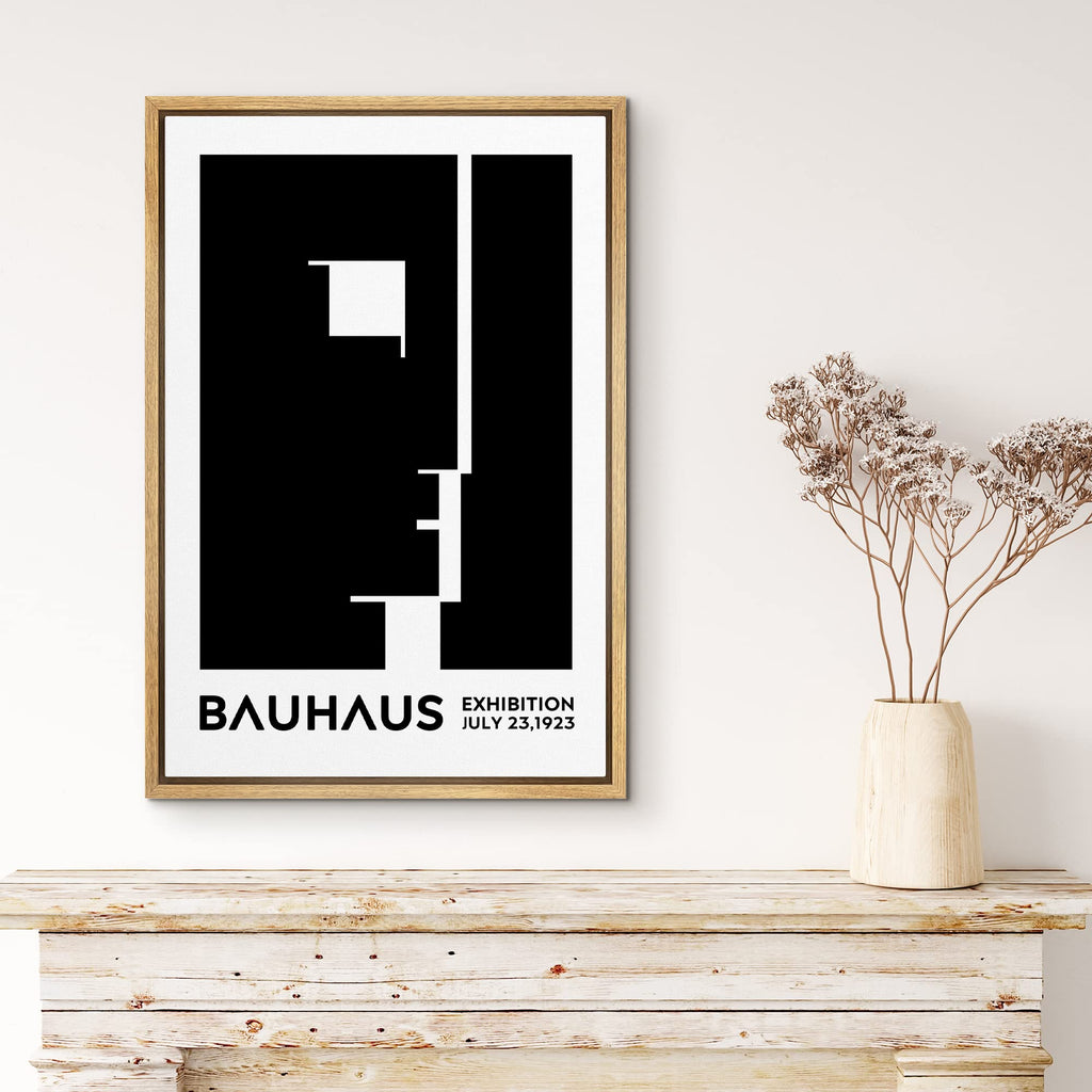 Framed Canvas Print Wall Art Bauhaus Geometric Art Deco Head Portrait Shapes Abstract Illustrations Modern Art