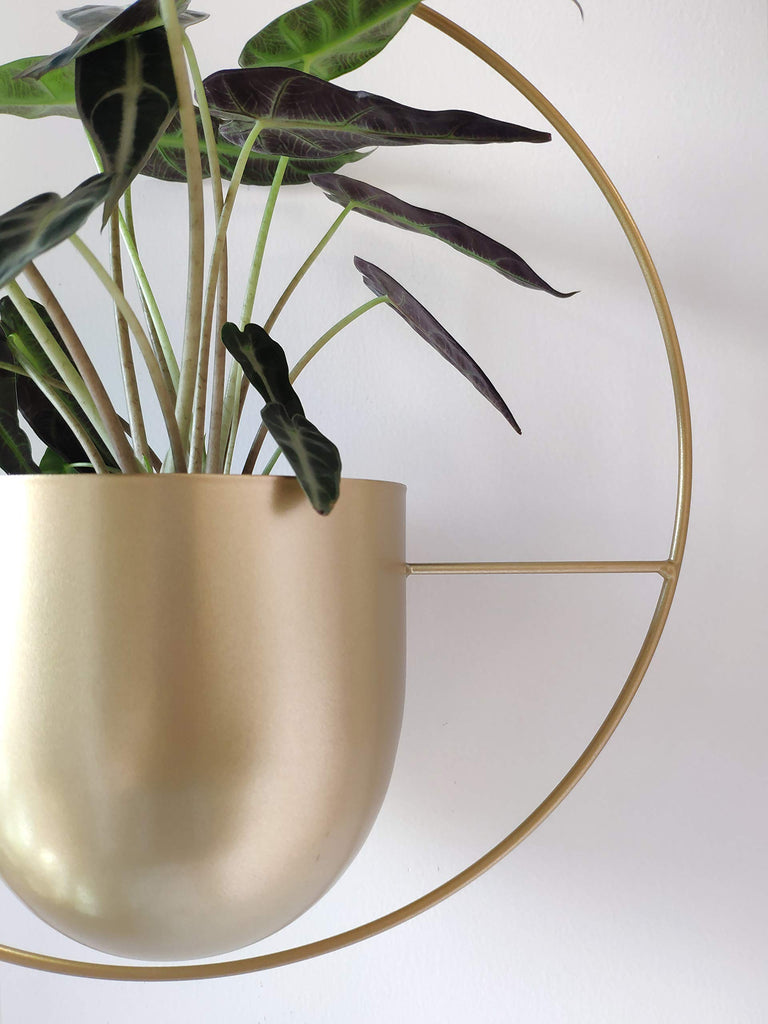 Boho Metal Plant Hanger, Metal Round Hanging Planter, Modern Planter, Mid Century Plant Holder, Minimalist Planter for