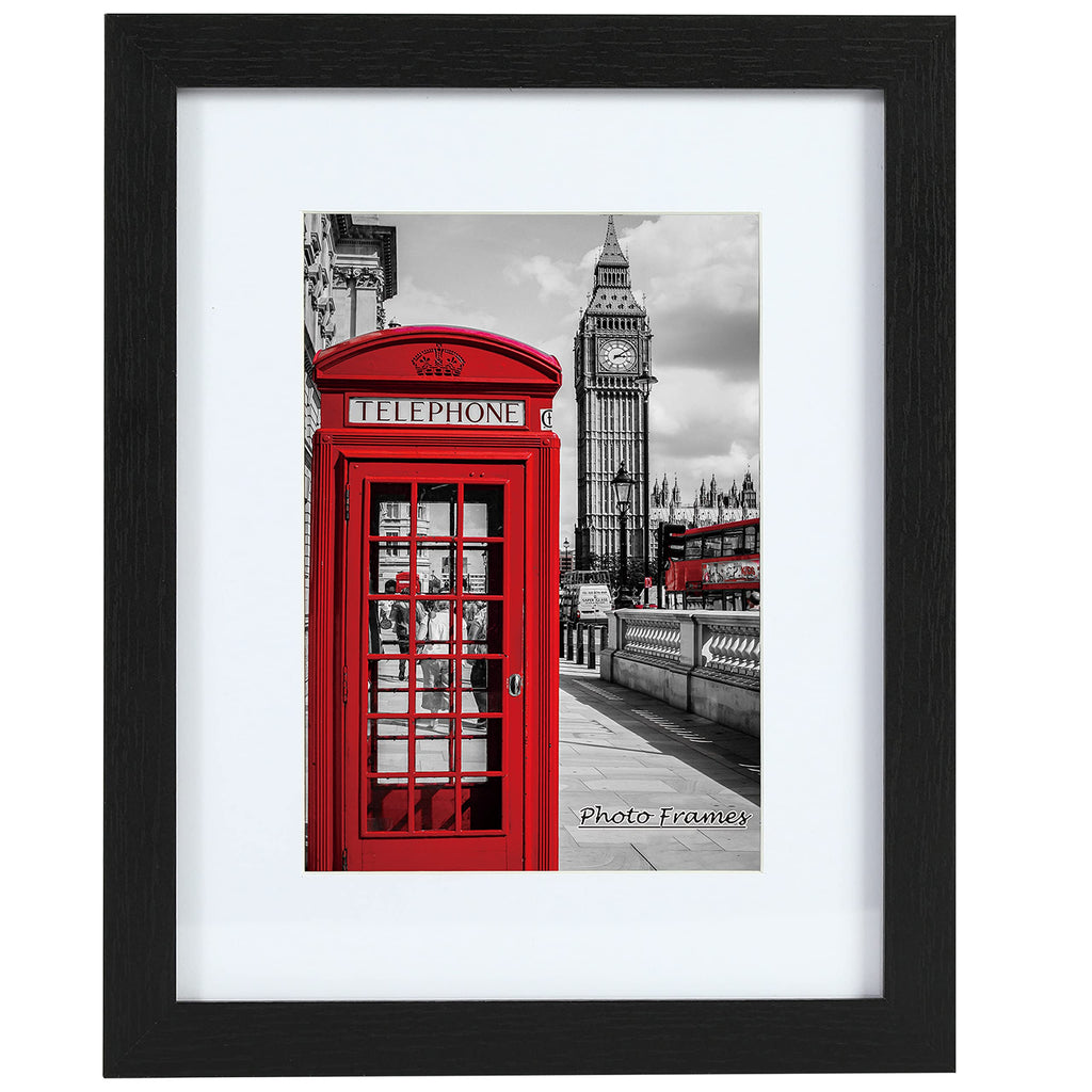 11x14 Picture Frame Set of 6, Wall or Tabletop, Black Woodgrain