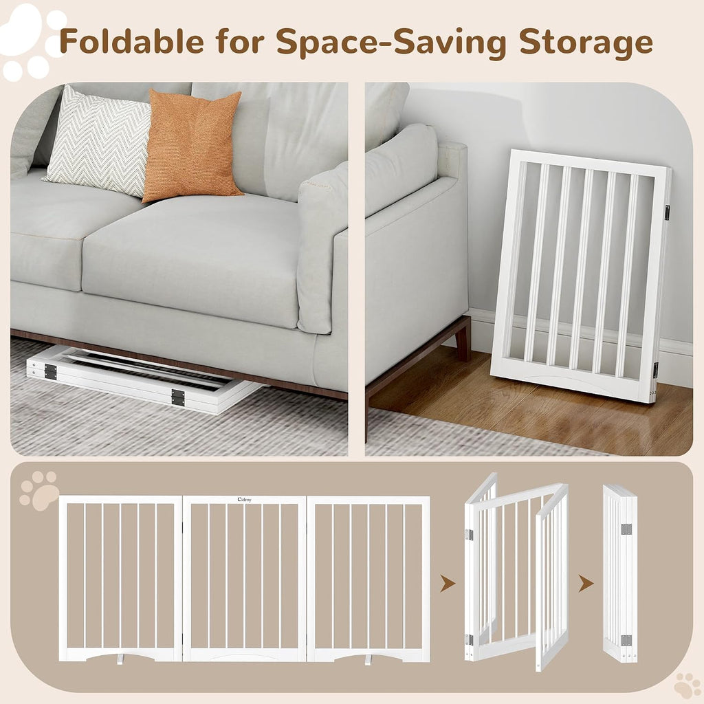 Free Standing Dog Gate Indoor, Foldable Dog Gate for Stairs Doorways