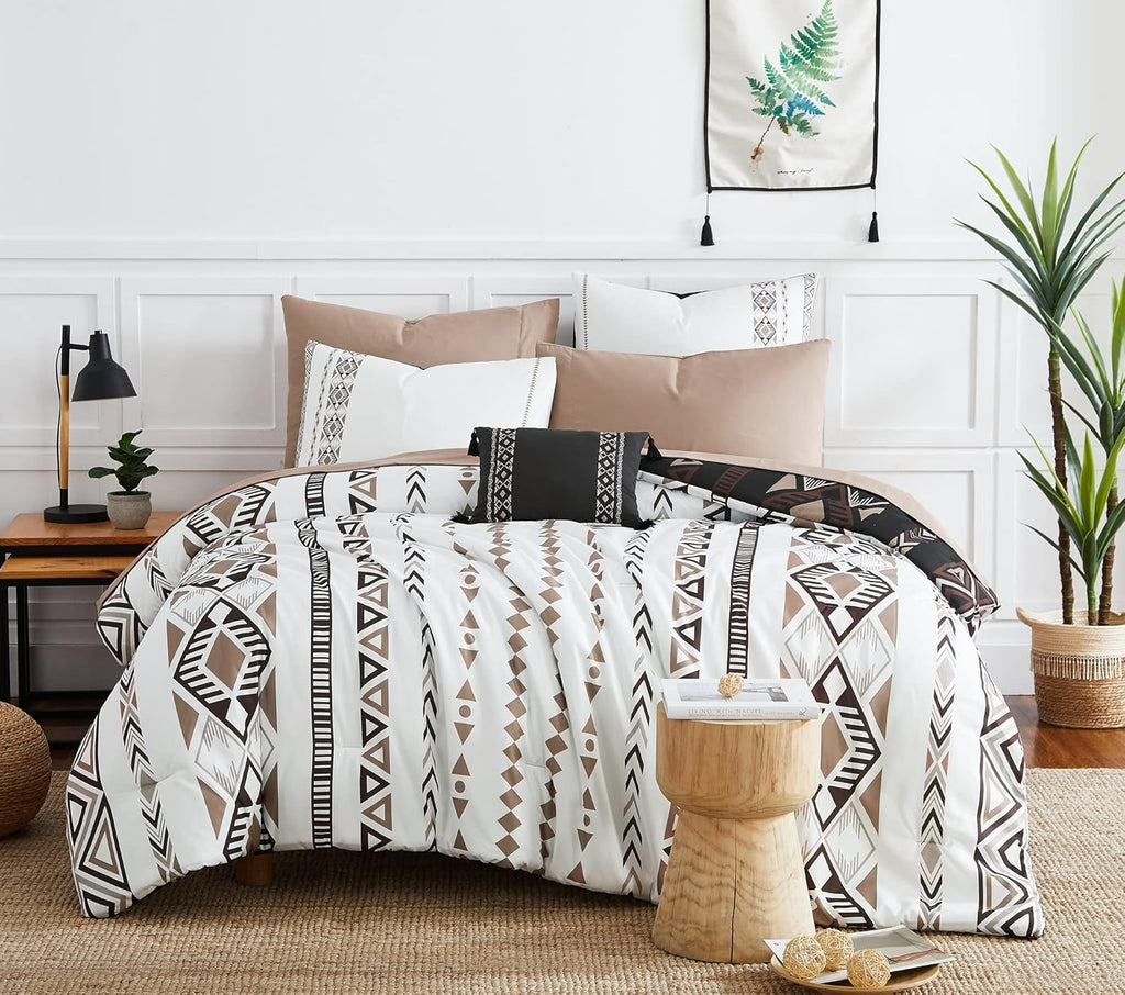 Geniospin King Comforter Set- 7 Pieces Boho Bed in a Bag, Western Bedding Set for All Seasons