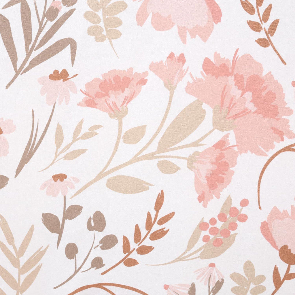 Whimsical Floral 3 Piece Baby Crib Bedding Set for Girls, Pink Botanical Nursery Decor, Reversible Comforter, Crib