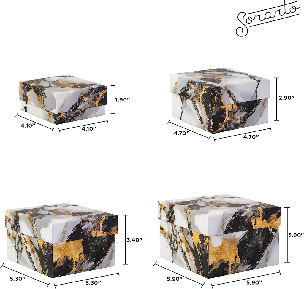 Square Gift Boxes with Lids Set - Set of 4