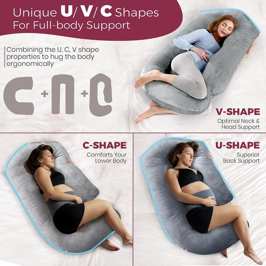 Pregnancy Pillows for Sleeping - 57-Inch Maternity Pillow for Pregnant Women with Removable Washable Cover - Support