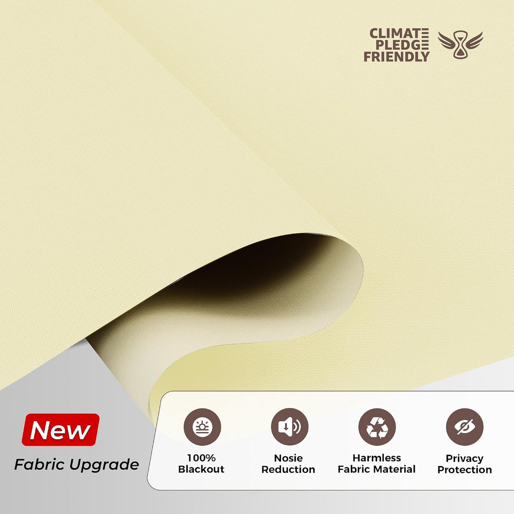 No Drill No Tools Blackout Roller Shades for Windows, (Beige 48 x 48), Renter-Friendly, UV Protection, no-Drill