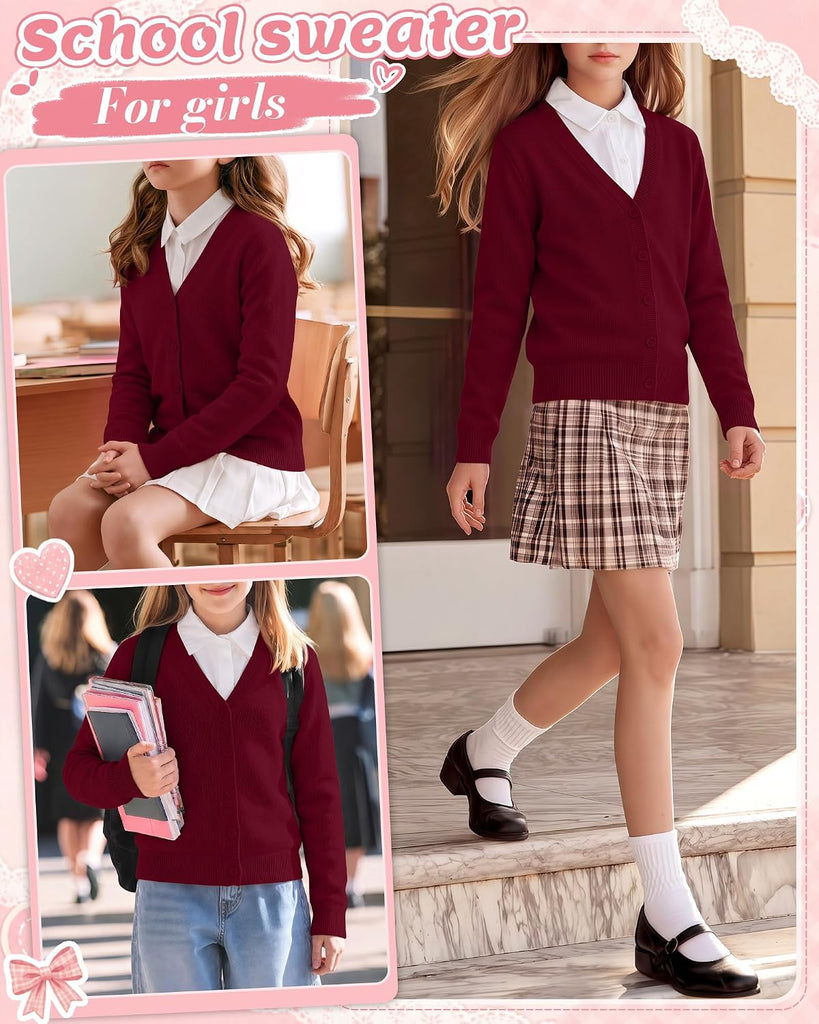 Girls' School Uniform Cardigan Sweaters
