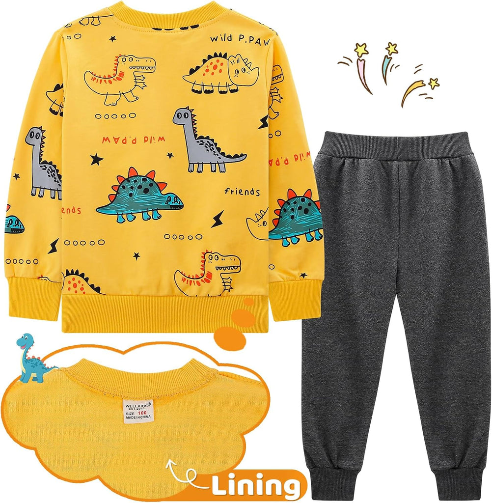 Toddler Boys Clothes Sets 2Pcs Cute Print Long Sleeve Sweatsuits Tops and Pants Outfits for Fall Winter