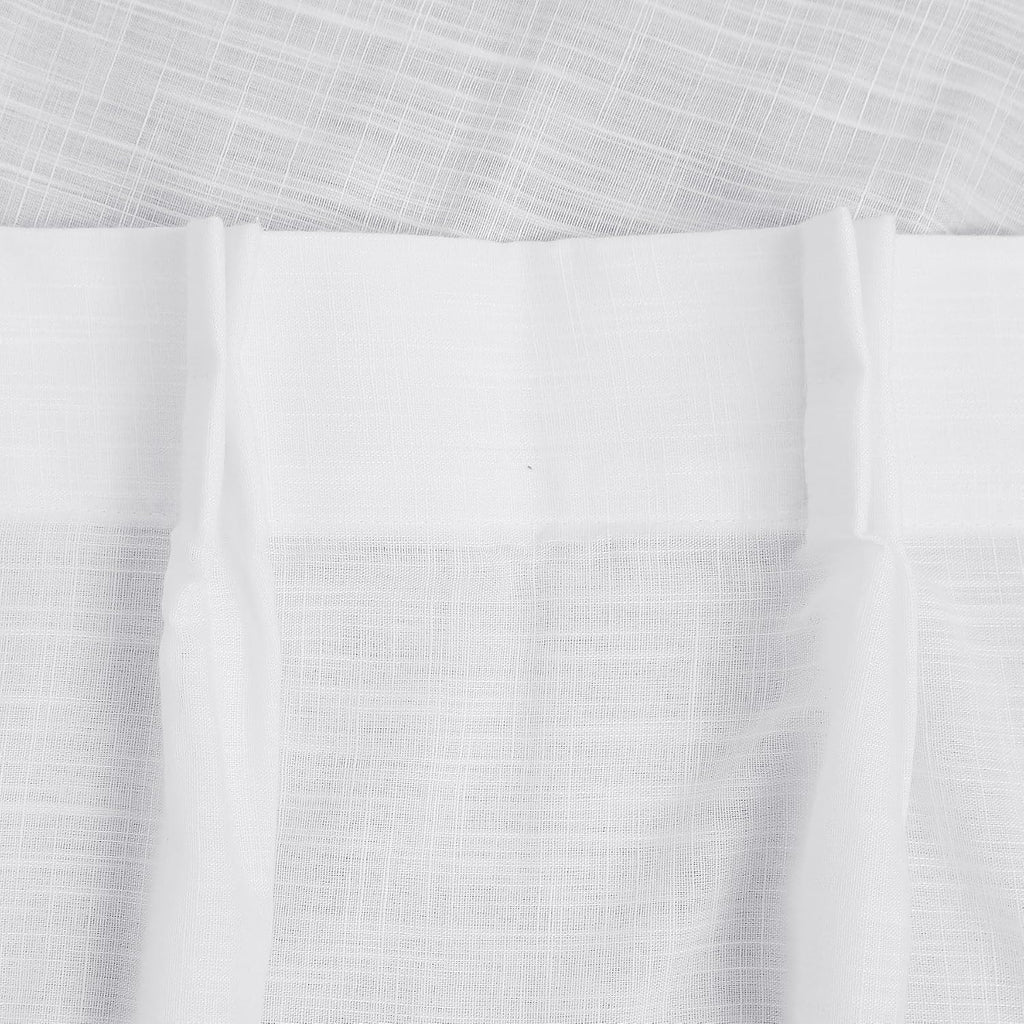 52" W x 96" L Premium White Semi Sheer Curtain Panels Cross Weave Linen Textured Window Curtain Draperies Privacy