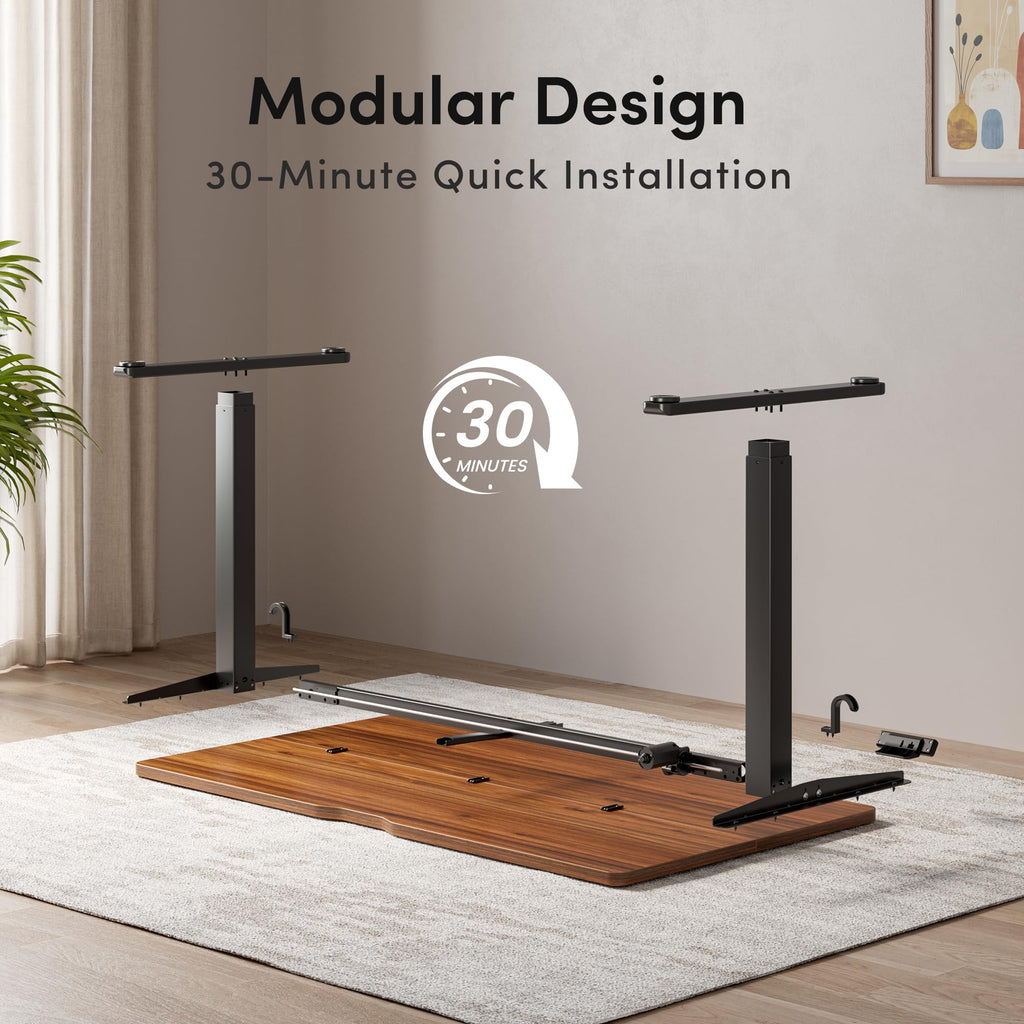 48 x 24 Electric Standing Desk Height Adjustable, Walnut