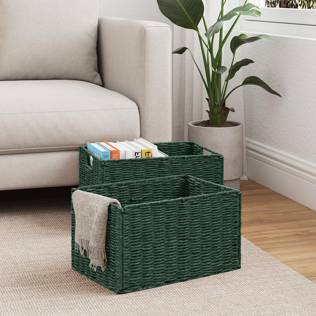Large Wicker Storage Basket, Collapsible Baskets for Organizing