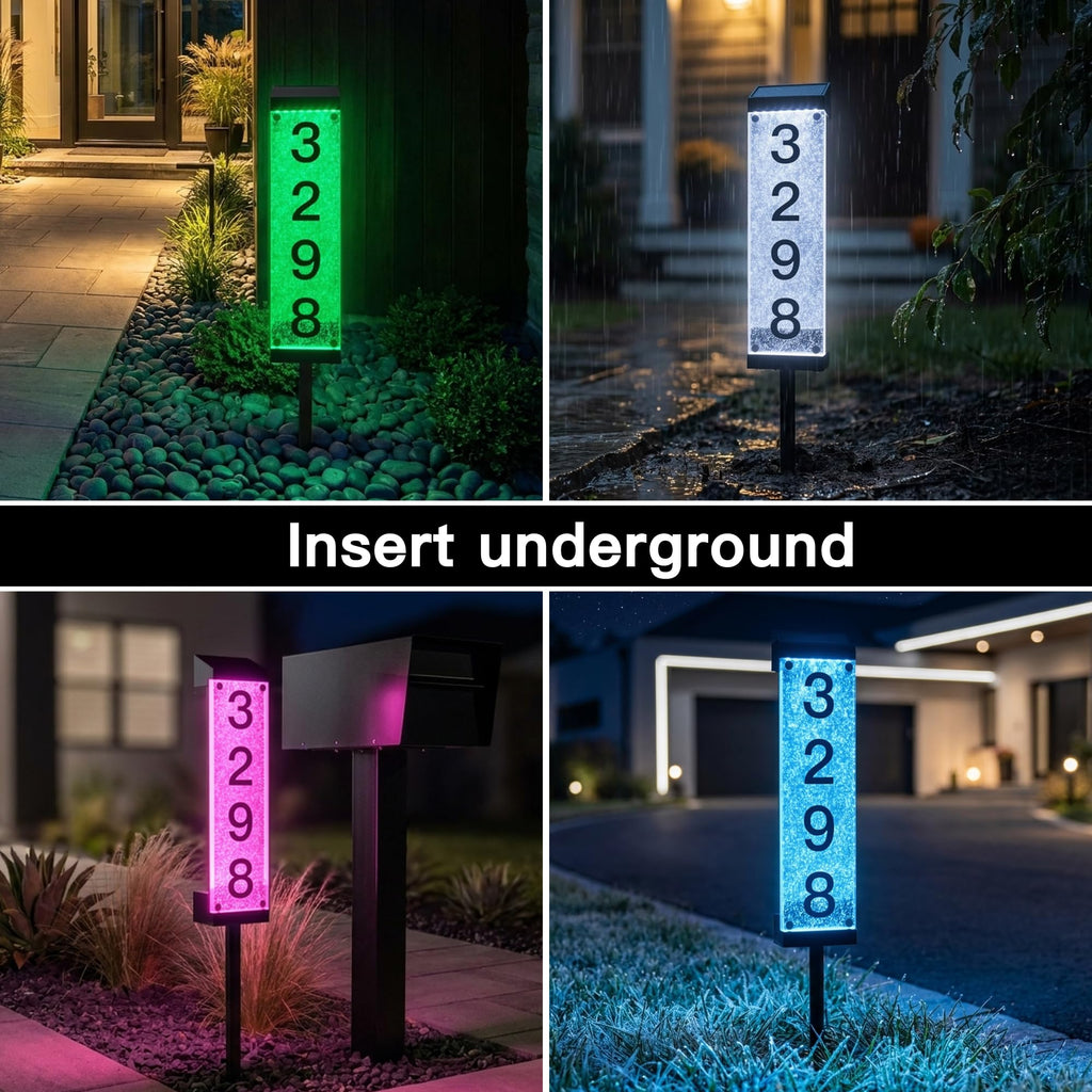 Solar Address Numbers, Address Signs for Yard with Stake
